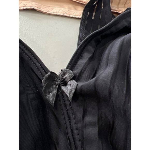 Rhonda Shear 2 Pack Striped Pin Up Bra Size Medium Black Beige Support 650.20 - Picture 7 of 9